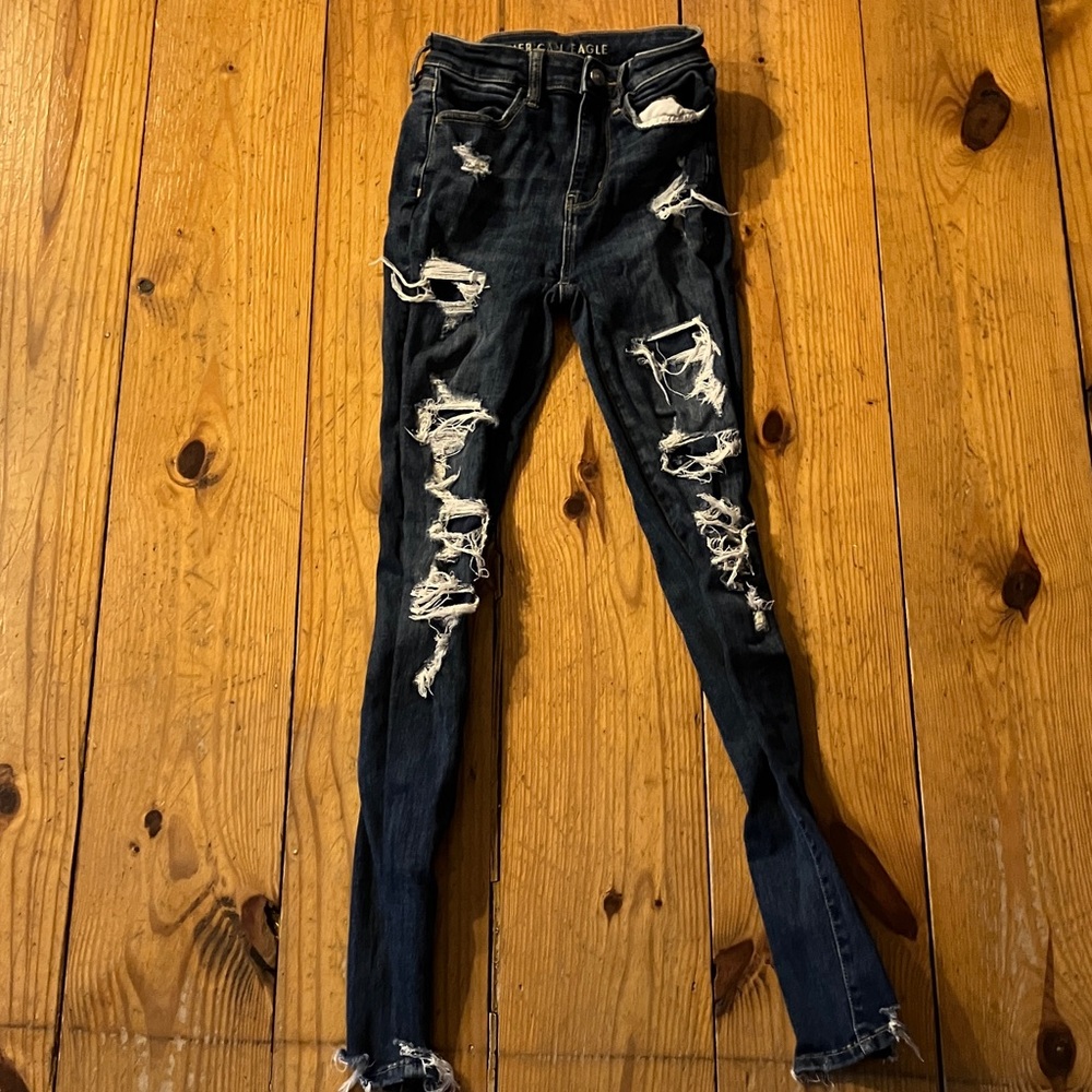 American Eagle Outfitters Black Distressed Skinny Jeans